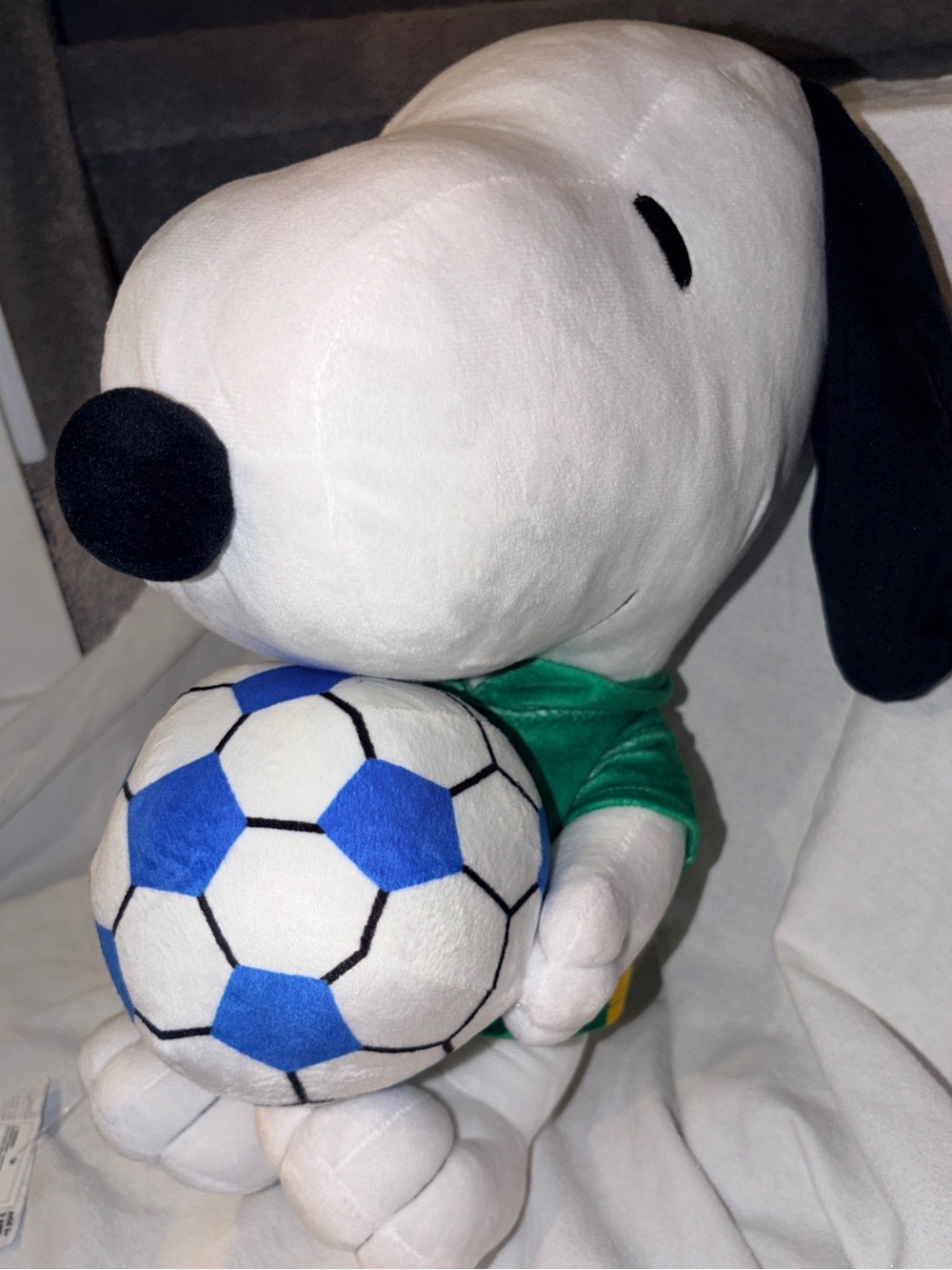 Peanuts Snoopy Kickin’ Snoopy Cuddle Pillow Soccer NWT 12 inch
